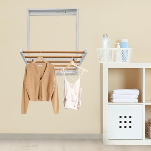 Wall Mounted Clothes Drying Rack for Laundry, Foldable Wooden Clothing Dryer Racks Indoor Use$$Home Decor, Kitchen, & Other