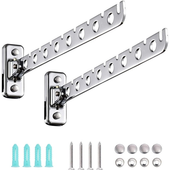 Wall Mounted Clothes Hanger 2-Pack Folding Swing Arm Rack for Laundry Room Space-Saving Heavy-Duty Organizer Ideal for Bathroom & Bedroom