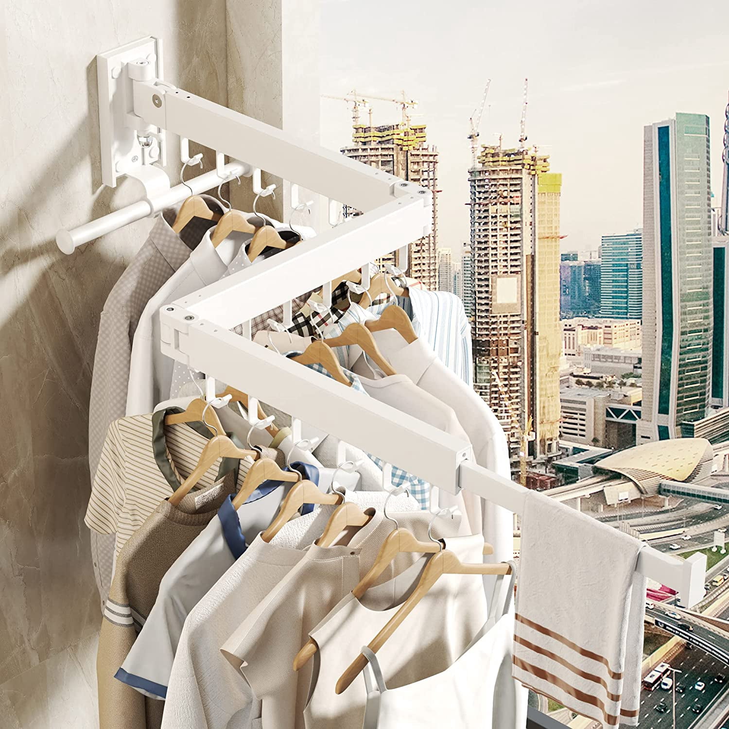 Collapsable Coat Racks Wall Mounted Clothes Hanger Rack, Clothes Drying Rack, Laundry Drying ...