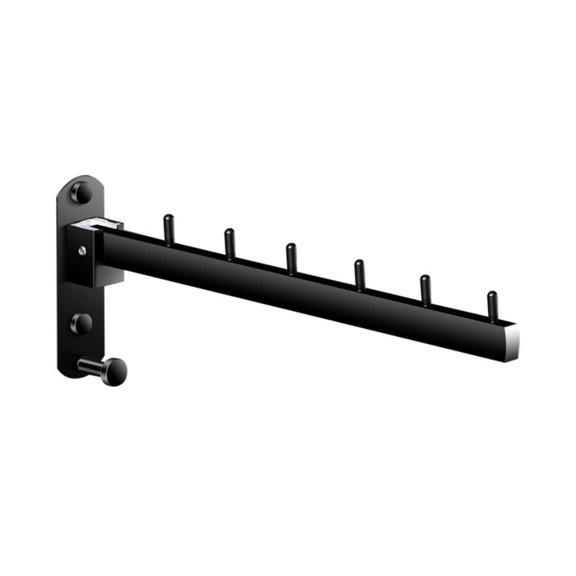 Wall Mounted Clothes Hanger Rack, Foldable 180 Swing Arm Drying Rack with Stainless Steel Rod, Space Saving Wall Hanger for Laundry Room Valet Hook Indoor Drying and Storage