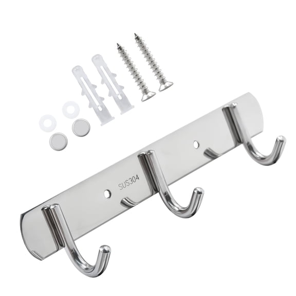 Wall Mounted Clothes Hook Rails Stainless Steel Hook Rails Sturdy Organizers for Secure Hanging in Various Rooms