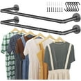 thumbnail image 1 of Wall Mounted Clothes Rack of 2，31.5" Industrial Pipe Clothes Rack for Hanging Clothes，Multi-Purpose Clothing Hanging Rod for Laundry Room and Closet Storage，Black (Hooks Included), 1 of 8