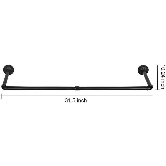 Wall Mounted Clothes Rack, 32.6-Inch Industrial Pipe Coat Hanger Clothes Rack, Multi-Purpose Hanging Rod for Clothing Storage
