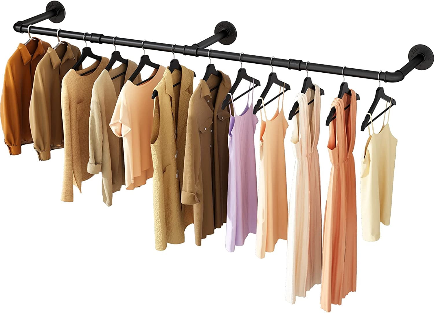 Wall Mounted Clothes Rack 52.6in, Industrial Pipe Clothing Racks Wall ...