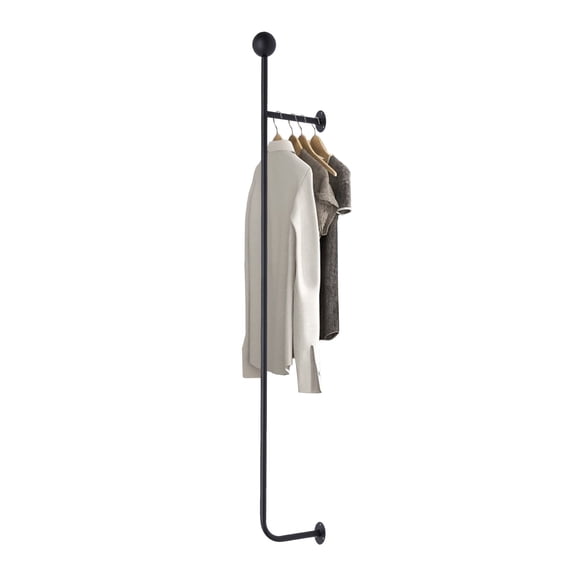 Wall Mounted Clothes Rack, 58 In Industrial Clothing Rack Heavy Duty, Metal Shelf with Hanging Rod, Garment Rack Laundry Room Shelves
