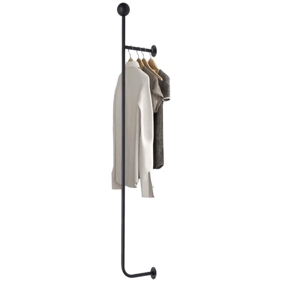 Wall Mounted Clothes Rack, 58 In Industrial Clothing Rack Heavy Duty, Metal Shelf with Hanging Rod, Garment Rack Laundry Room Shelves