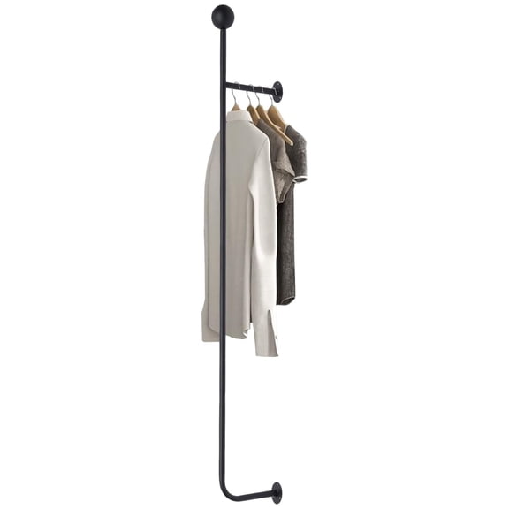 Wall Mounted Clothes Rack, 58 In Industrial Clothing Rack Heavy Duty, Metal Shelf with Hanging Rod, Garment Rack Laundry Room Shelves