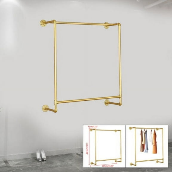 Wall Mounted Clothes Rack Detachable Wall Hanging Bar Garment Rack Space-saver