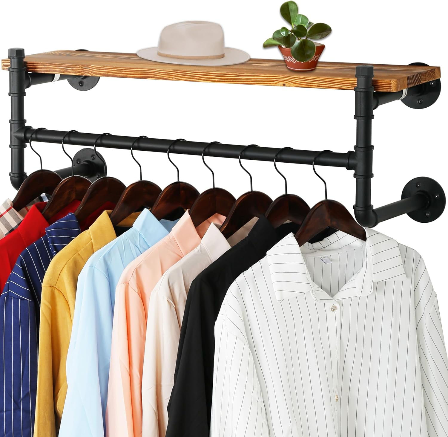 Wall Mounted Clothes Rack with Shelf,32