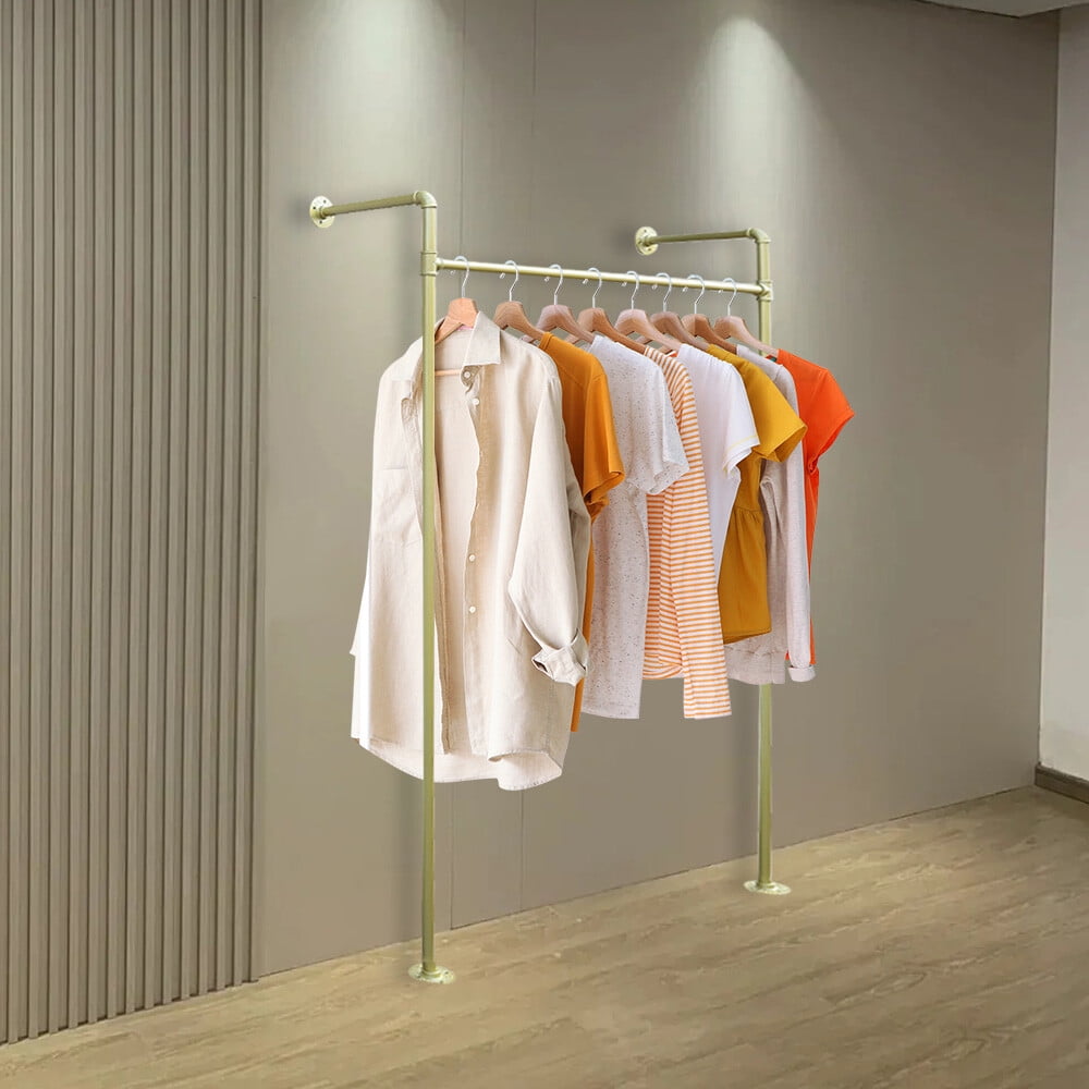 Wall Mounted Clothing Rack Modern Gold Metal Storage Garment Rack ...