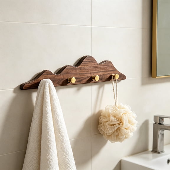 Wall Mounted Coat Hook Rack, Wooden Wall Hooks Organizer, Towel Hat Key Holder, Entryway Coat Hanger, Bathroom Kitchen Wall Storage, Rustic Decorative Hanging Rack With Multiple Hooks