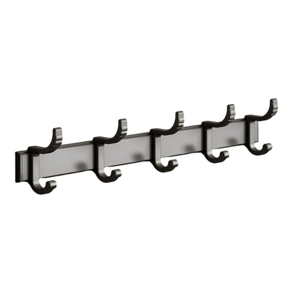 Wall Mounted Coat Hook Rail With 5 Hooks, Heavy Duty Aluminum For Towels And Robes, Gray