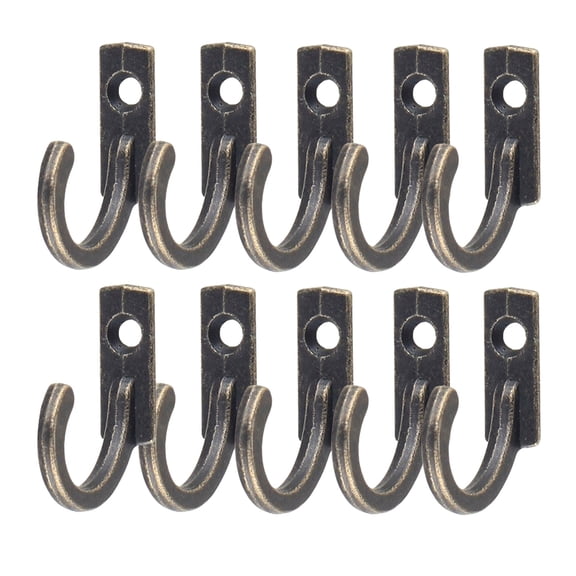 Wall Mounted Coat Hooks,Metal Hat Hook Rack,Entryway Hanger,10 PCS Vintage Heavy Duty Single Wall Mount Hooks 0.7x0.86 Inch,Multi Purpose Hanging Rack for Closet,Entryway,Bathroom,Bronze