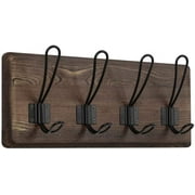 Wall Mounted Coat Rack, 15-Inch Wood Rustic Coat Hooks with 4 Hooks for Entryway, Mudroom, Bathroom, Kitchen(Brown)