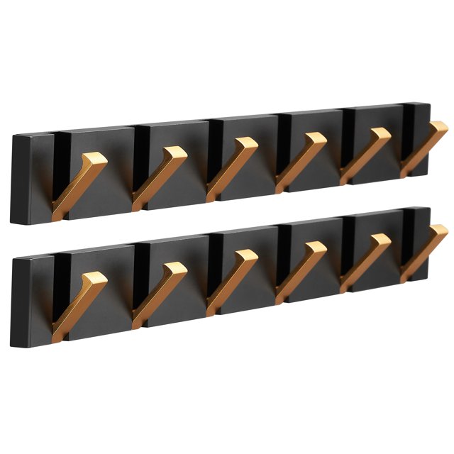 Aluminum Wall Mounted Coat Rack, 17 in Hook Board with 6 Gold Hooks, 55