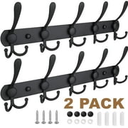 Aovky Wall Mounted Coat Rack, 2 Pack 16 Inch Heavy Duty Stainless Steel Wall Hook Rack with 5 Triple Hooks