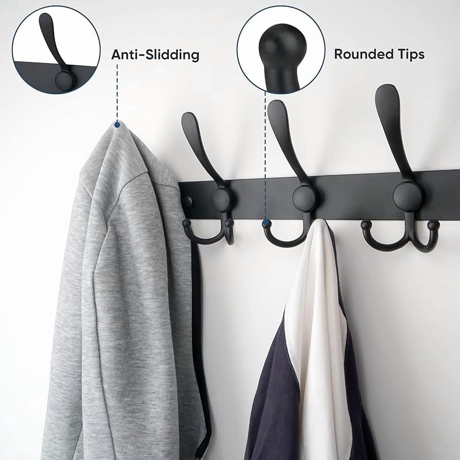 Coat Storage Rails Wall Mounted Coat Rack 2-Pack, Heavy Duty All-Metal Coat Hook Rail with ...