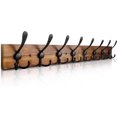 thumbnail image 1 of Wall Mounted Coat Rack 31.5'' Wooden Burnt Brown Plate with 8 Black Tri Hooks, Heavy Duty Metal Coat Hooks for Entryway Bathroom Decor, 1 of 7