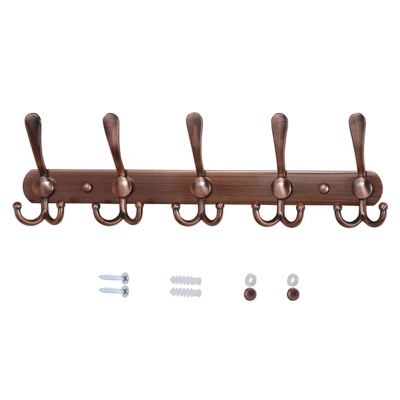 Wall Mounted Coat Rack 5 Tri Hooks Antique Copper L=16" (1 Pcs)