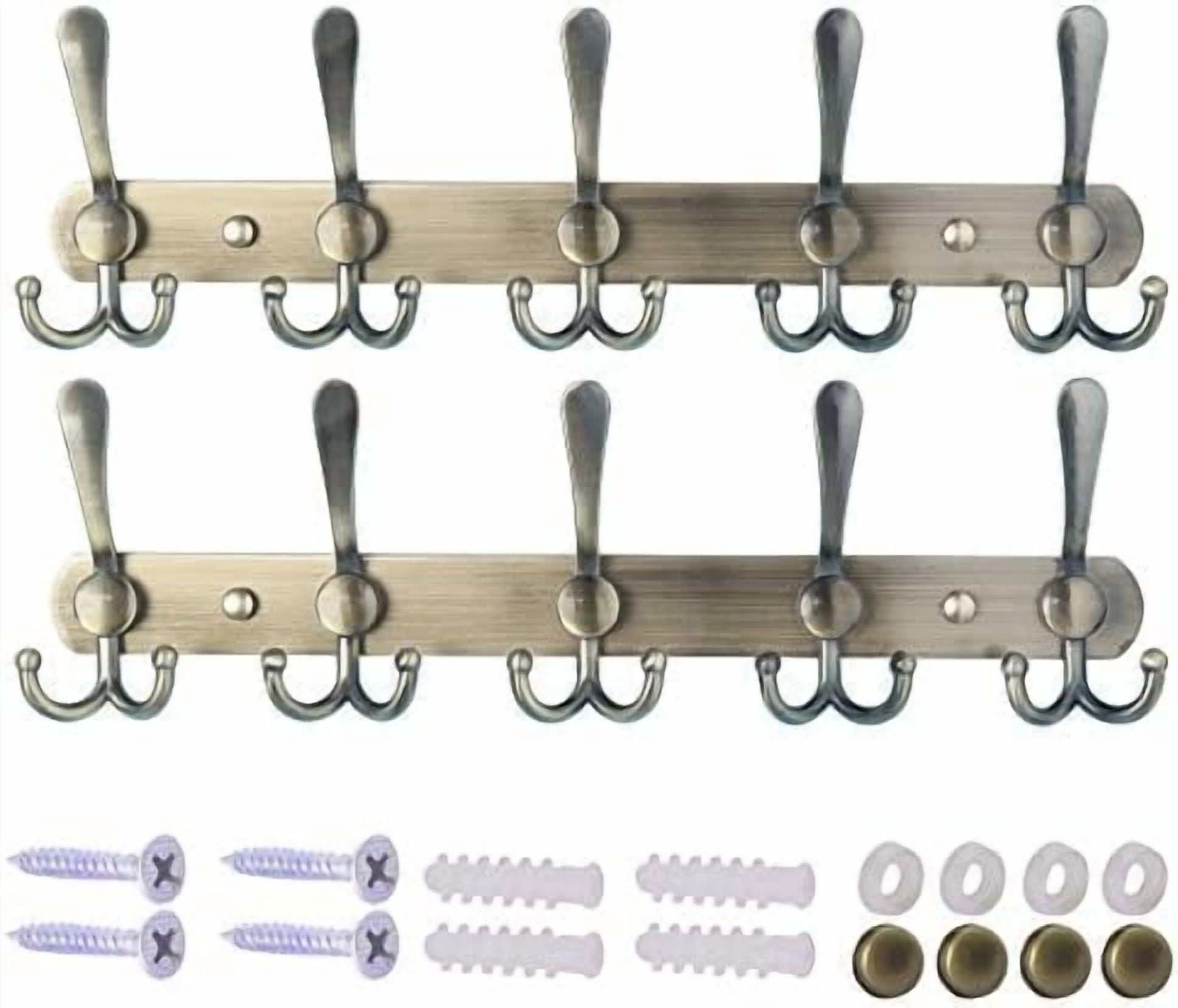 Steel Robe Wall Mounted Coat Rack - 5 Tri Hooks, Heavy Duty, Stainless Steel ...