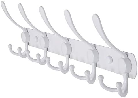 Steel Robe Wall Mounted Coat Rack - 5 Tri Hooks, Heavy Duty, Stainless Steel ...