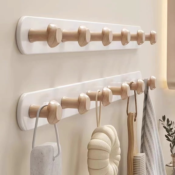 Wall Mounted Coat Rack, Entryway Hanging Rack, Metal Wood Coat Rail with 6 Rustic Hooks for Scarf, Bag, Towel, Key, Cup, Hat