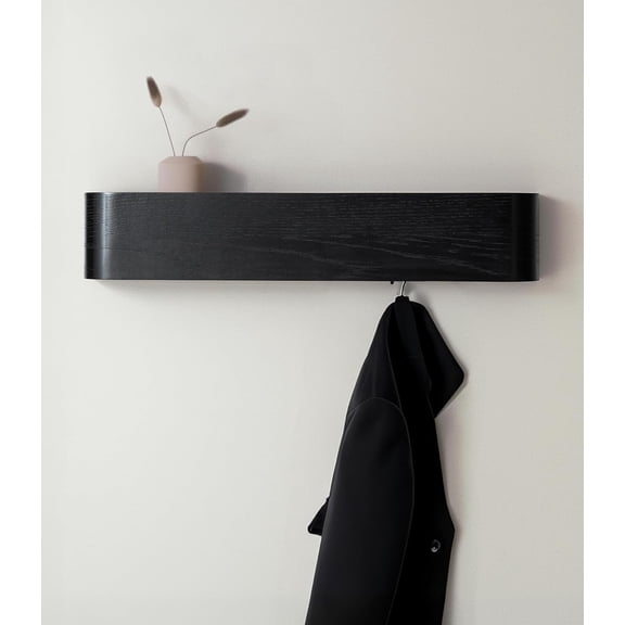 Wall-Mounted Coat Rack  - Modern Design Coat Rack with Hidden Wall Hooks - Solid Wood Veneer Panel Coat Hanger