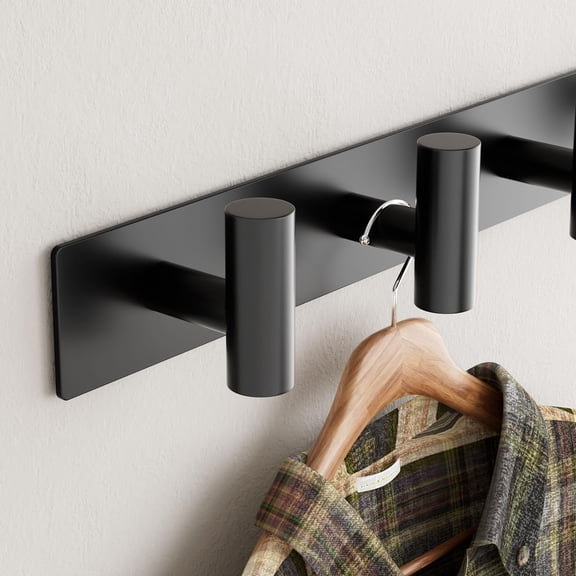 Wall Mounted Coat Rack  T-Shaped Pegs for Hats, Bags & Towels, Heavy-Duty Metal Rail for Entryway, Bathroom, Closet, Bedroom