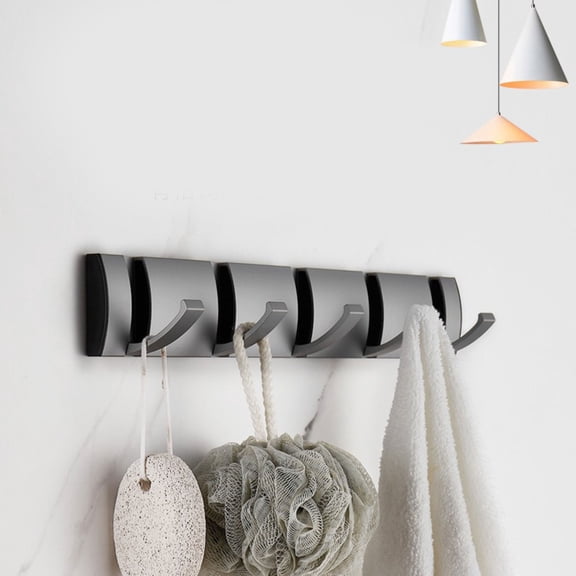 Wall Mounted Coat Rack with 5 Retractable Hooks Aluminum Self Hanger Organizer for Home Entryway