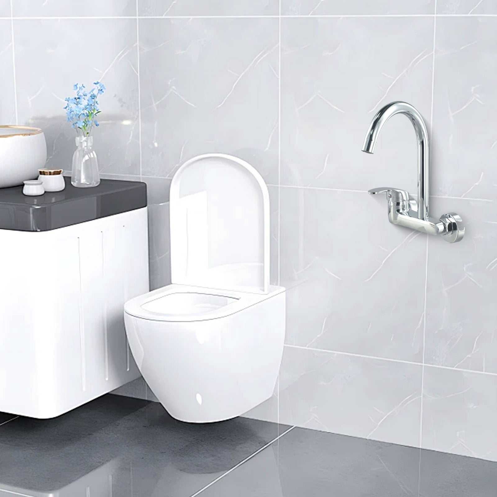 Wall Mounted Cold Hot Water Faucet Brass Chrome Sink Basin Mixer Tap Easy Installation Long lasting Performance Smile Home