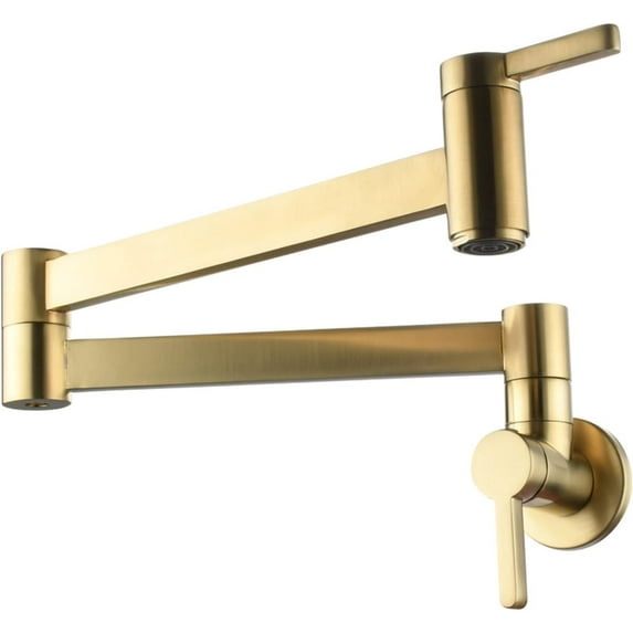Wall Mounted Cold Water Faucet Kitchen Sink Faucets Brass Folded Single Hole Wall Mount Kitchen Faucets-Gold