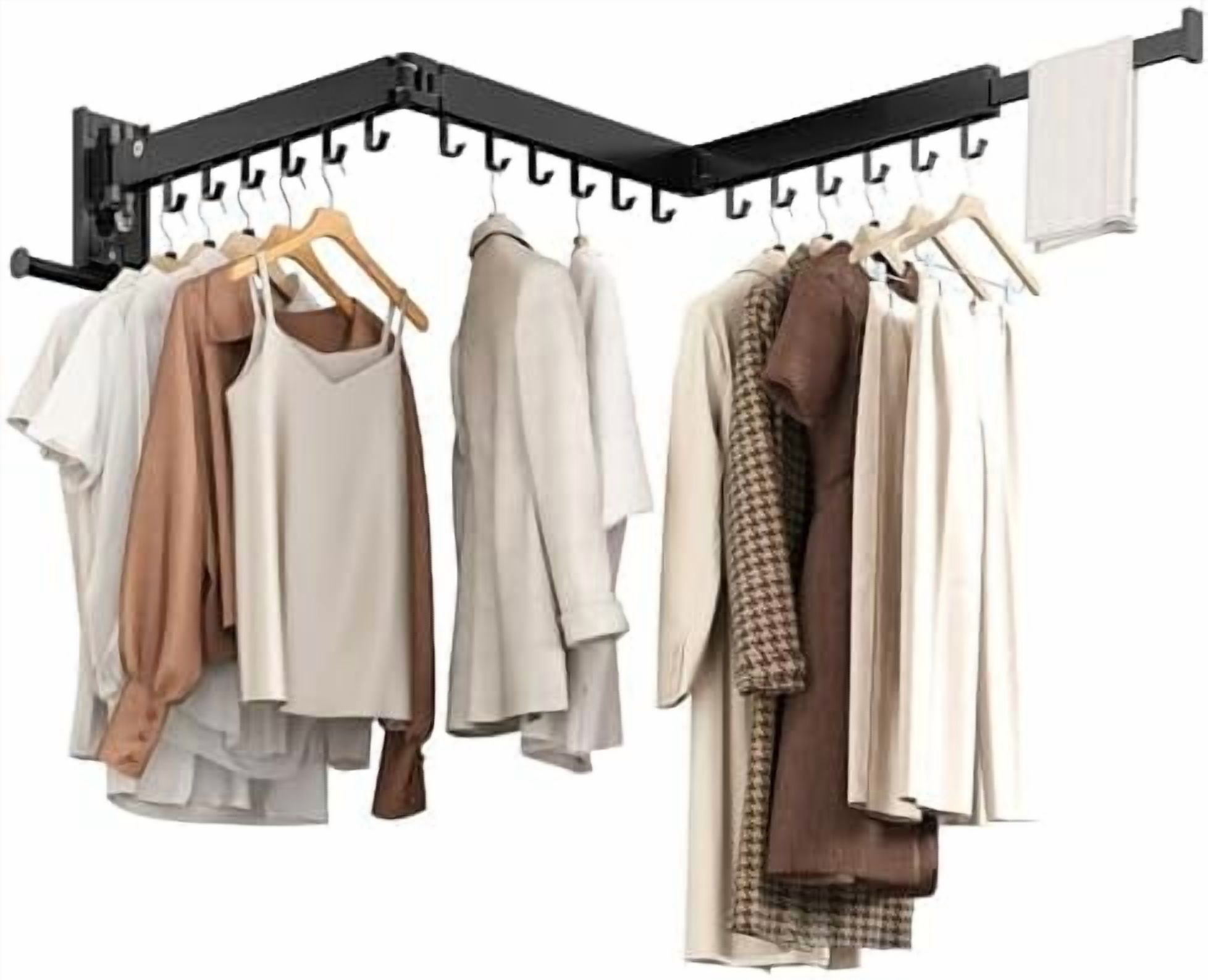 Collapsable Coat Racks Wall Mounted Collapsible Clothes Drying Rack, Space-Saving Laundry ...