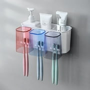 Wall Mounted Convenience Toothbrush Holder Toothpaste Stand with Super Sticky Pads for Bathroom New