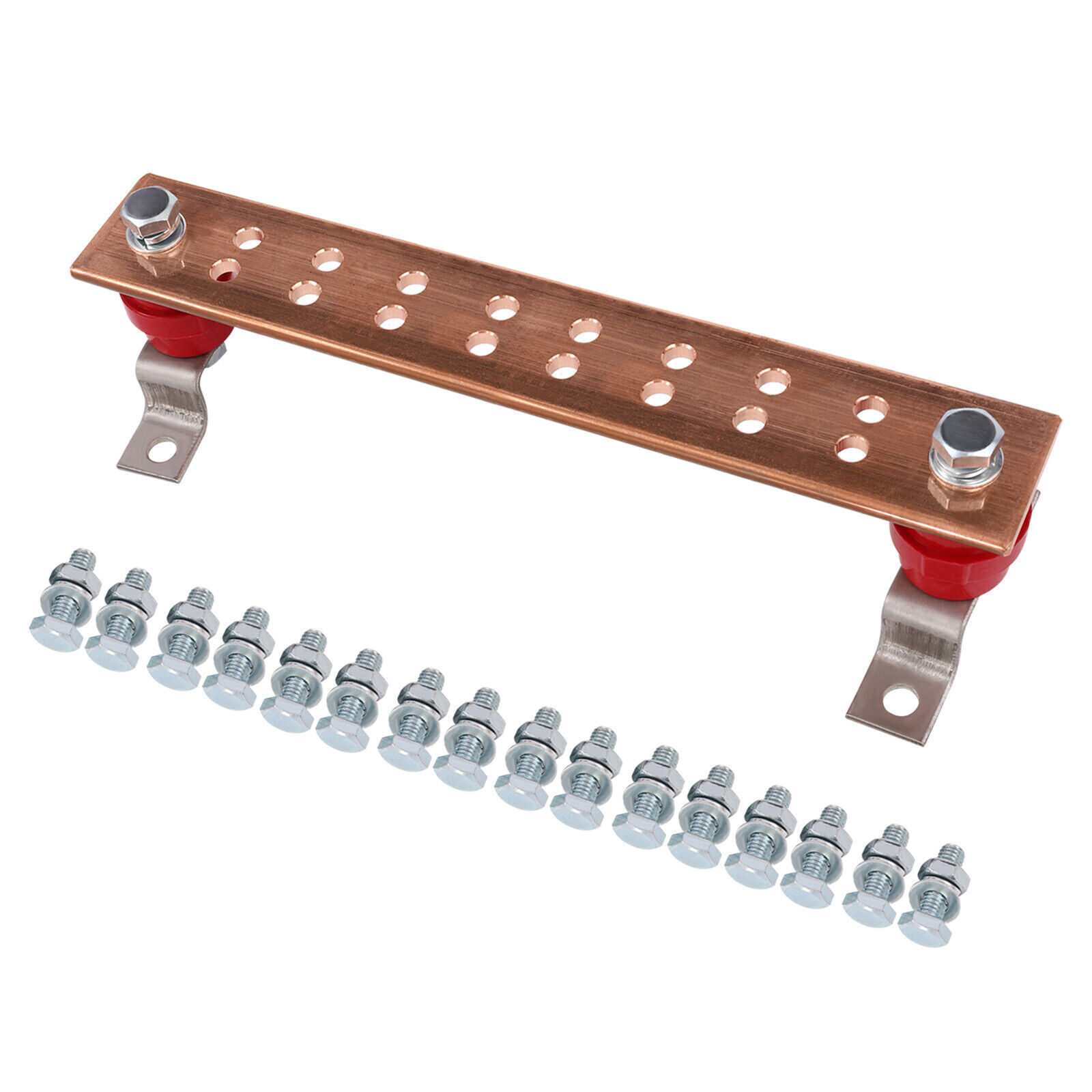 Wall Mounted Copper Ground Bar Kit, Copper Grounding Busbar Bar Kit 16 Holes