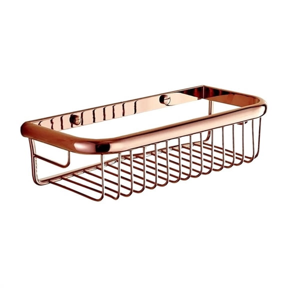 Wall Mounted Copper Shower Shelves, Rose Gold Shower Storage Basket Organizer