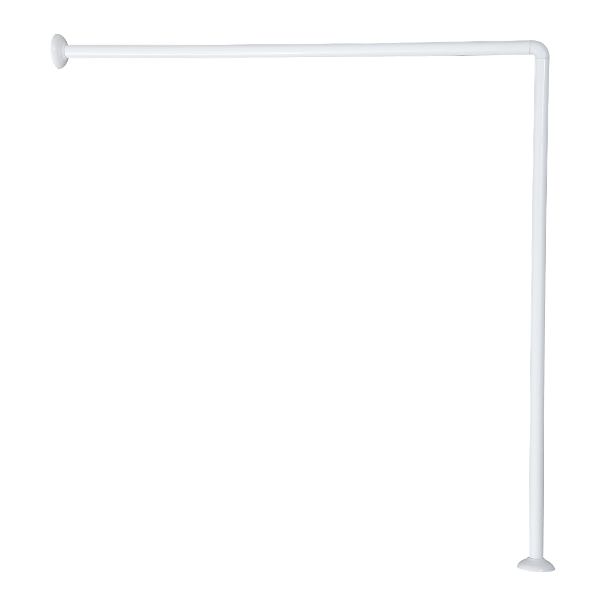 White L-Shaped Wall Mounted Corner Shower Curtain Rod