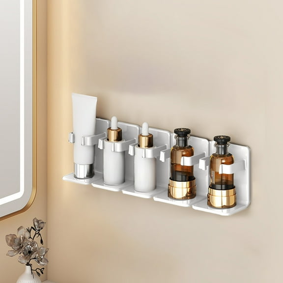 Wall Mounted Cosmetic Organizer for Bathroom, Space Saving Vanity Shelf with Adjustable Storage, Durable Plastic Design for Organizing Skin Care Products and Toiletries