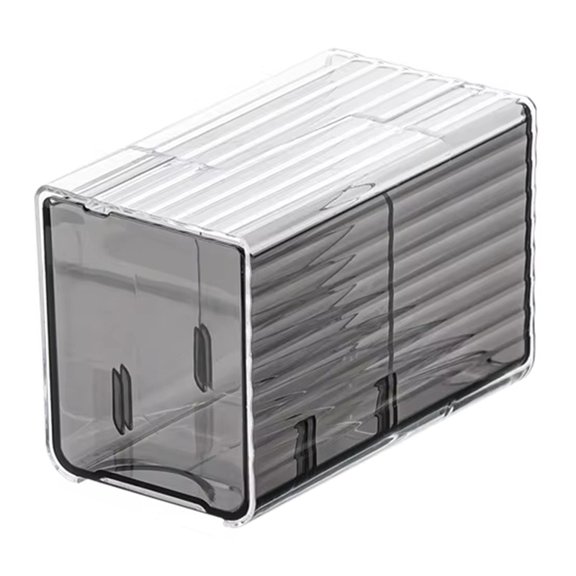 Wall-Mounted Cotton Pad and Swab Organizer Box, Punch-Free Transparent Plastic Cosmetic Storage Container with Drawer B