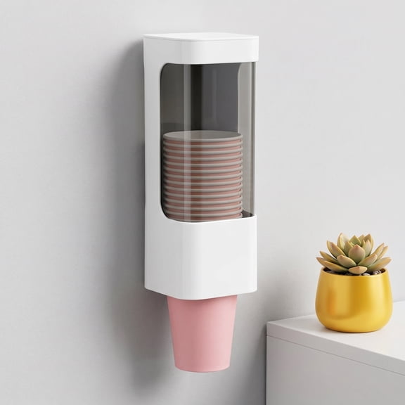 Wall-Mounted Cup Dispenser for 3oz-5oz Disposable Cups - Adhesive Paper & Plastic Cup Holder for Bathroom, Water Cooler, Office, Gym, Home