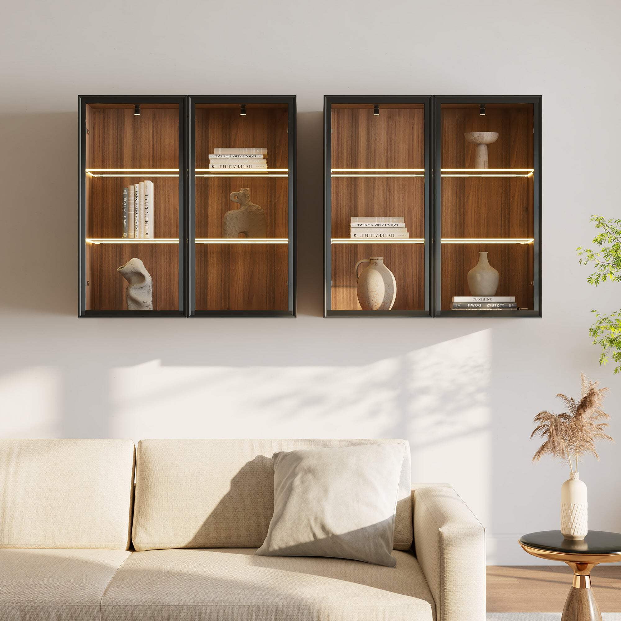 32 Wall Mounted Curio Cabinet with Glass Doors