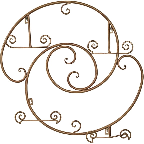 Wall-Mounted Decorative Plate Rack, Satin Gold Metal Display Holds 4 Plates (9-12 Inch)