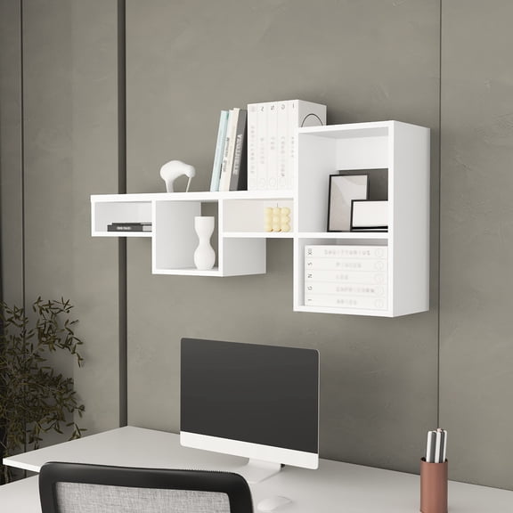 Five-Shelf Wall Unit / Fits Living Rooms & Limited Spaces / Quick and Easy Assembly