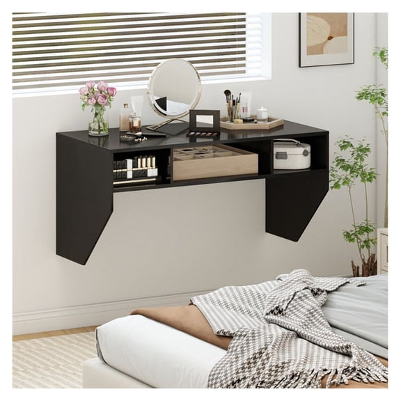 Wall Mounted Desk, Floating Computer Desk with Storage, Laptop Table for Small Space, 41.5" Modern Floating Shelf Desk