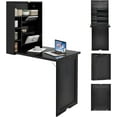 Wall Mounted Desk, Folding Floating Desk with 3Tier Tilt Storage