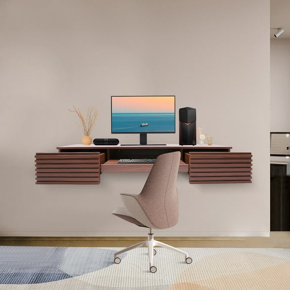 Wall Mounted Desk Wall Mounted Desk with Pull Out Drawer, Wall Organizer Rectangular Computer Desk