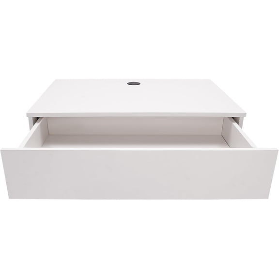 Wall Mounted Desk, White Floating Work Table, Small Spaces Hanging Workbench with Pull Out Drawer, Mount Computer Laptop Shelf, Wall-mounted Storage Workstation for Bedroom Student Dormitories