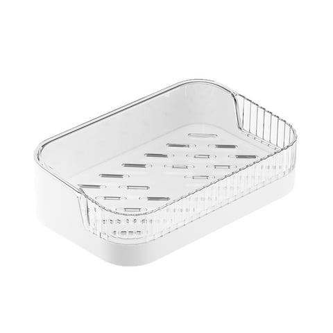 Wall Mounted Dish No Drill Bathroom Holder Clear Transparent Durable Material Drainage Tray Wall Mounted Shower Organizer for Home Kitchen Restroom Countertop Storage 1 Pack