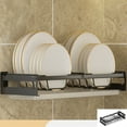 thumbnail image 1 of Wall Mounted Dish Rack, Kitchen Storage Organizer with Chopstick Holder, Space Saving Multifunctional Drying Rack for Bowls and Utensils, 1 of 6