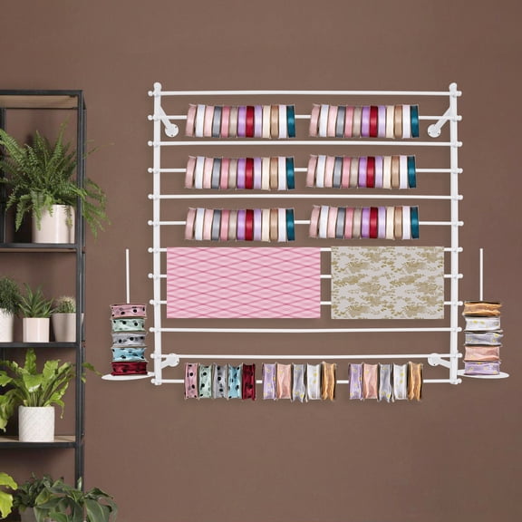 Wall-Mounted Display Rack, Wrapping Paper Ribbon Holder, Organizer for Flower Shop Sewing Tool Thread Scarf Tie For Gift Shops, Florists, Retail Stores