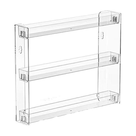 Wall Mounted Display Shelf - No Drill Acrylic Cosmetic Organizer for Bathroom, Bedroom, Living Room and Kitchen - Sturdy PET Storage Rack for Small Gadgets and Daily Necessities